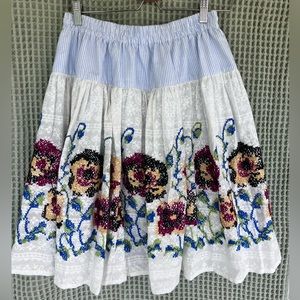 Ann Mashburn skirt size small cross stitch floral detail